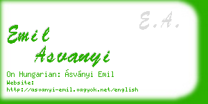 emil asvanyi business card